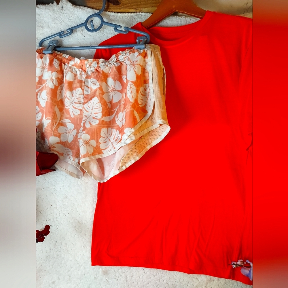 Orange T-Shirt and Floral Shorts Set FINAL OFFER FIRM